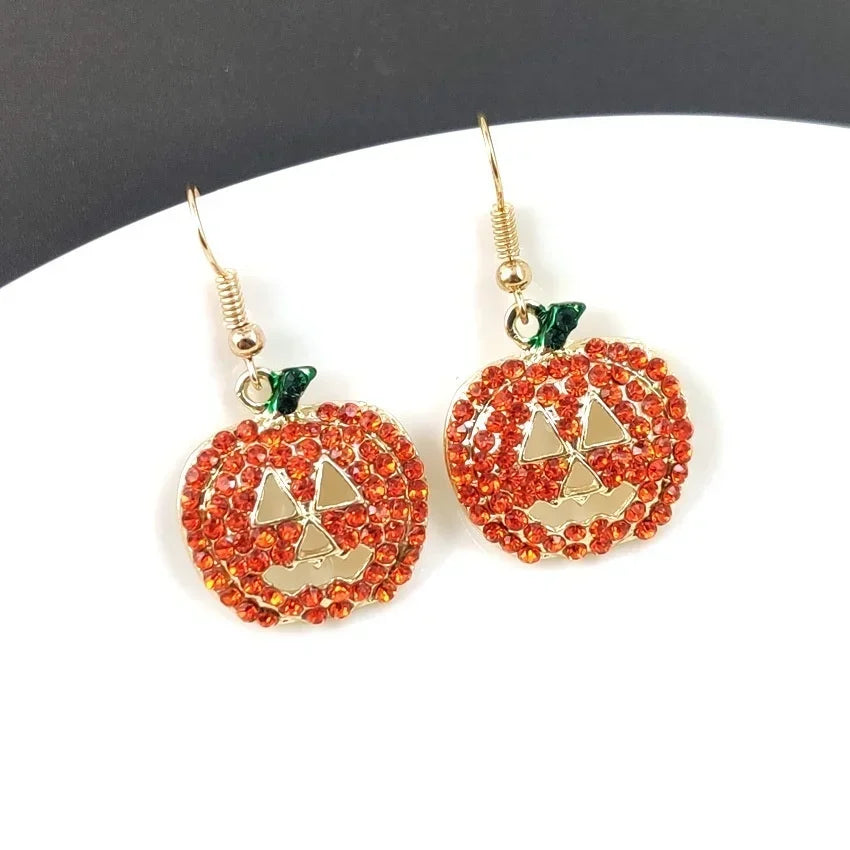 1 Pair Halloween Earrings Pumpkin Skull Metal Earrings Female Jewelry Ghost Festival Female Ear Jewelry Earring New