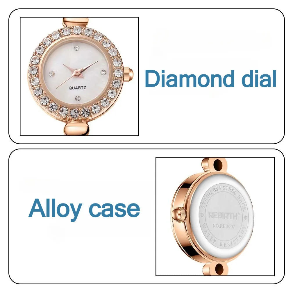 Kegllect Ladies Round Quartz Watch Women Luxury Pearl Bracelet Adjustable Strap Diamond Watches Jam Tangan Perempuan
