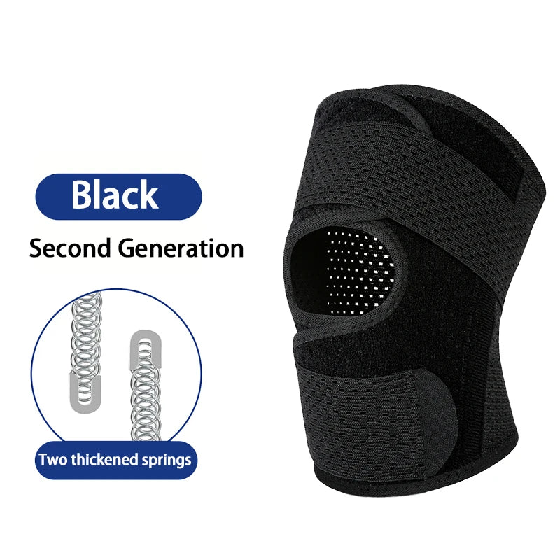 1pc Pressure Supporting Knee Climbing Spring Supports Sports Knee Guard Suitable For Basketball Knee Brace Strap Knee Pads
