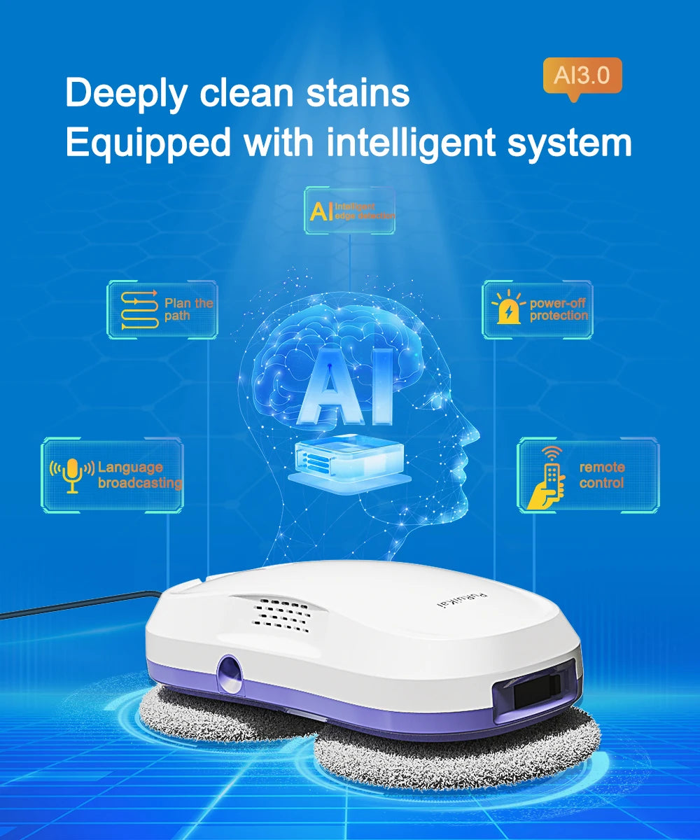 PuRuinKai dubbele nozzle huishoudelijke stofzuiger afstandsbediening robot glas reinigingsmachine elektrische glas raam reinigin