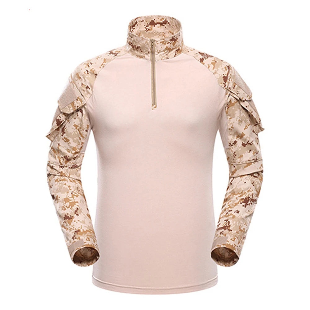 Outdoor Tactical Hiking T-Shirts Men Combat Camouflage Long Sleeve Hunting Training Climbing Shirt Cotton Sport Clothes