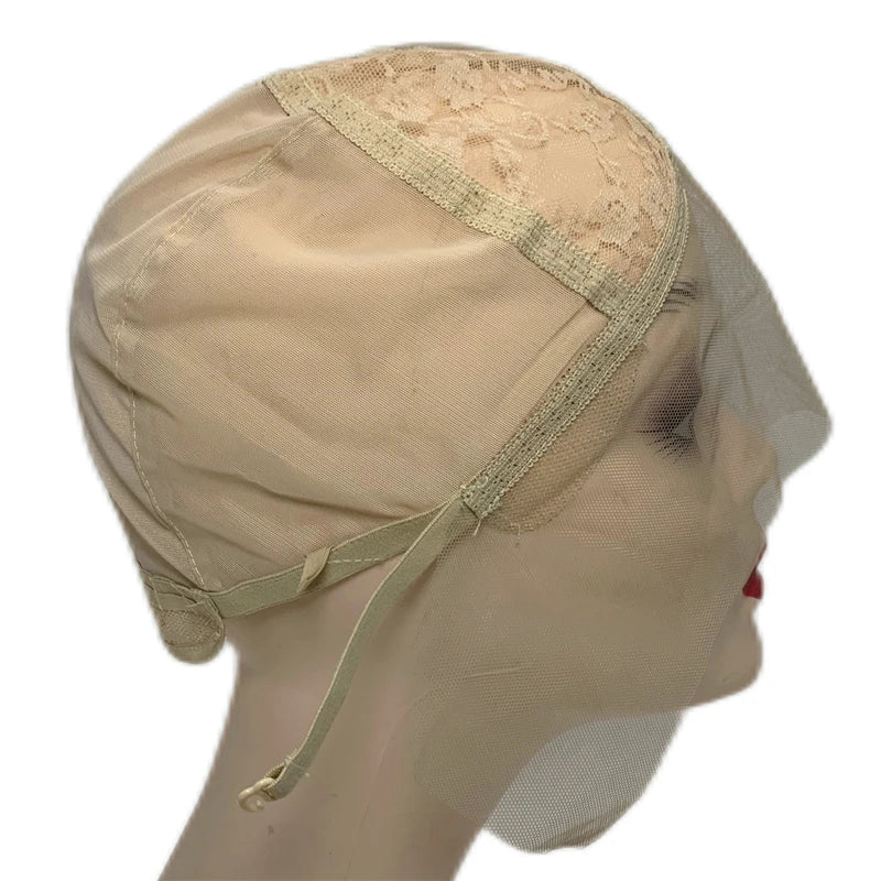 1PC T-Part Lace Wig Cap Adjustable Strap Brown/Beige Mesh Wig Making Hair Extensions Base Cap for Custom Wig Making
