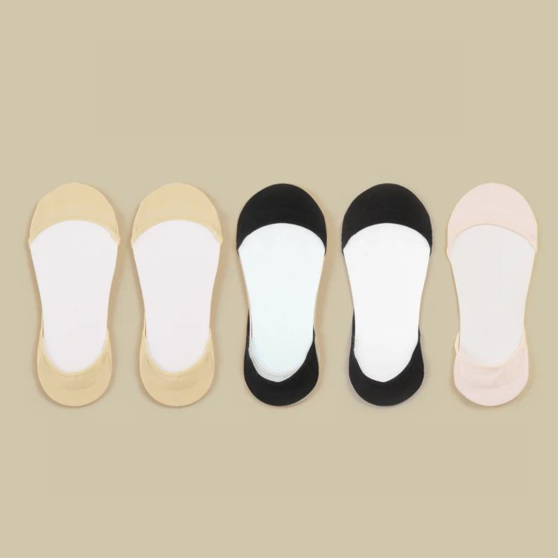 Socks women's Cotton Invisible Summer Thin Breathable Soft Silicone Non-Slip Fashion For High Heels Boat Socks Sole Socks 5 Pair