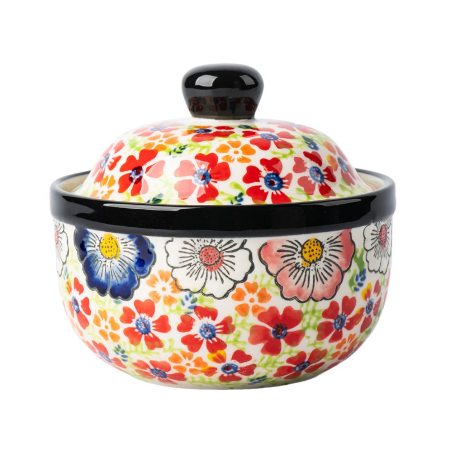 Hand-painted ceramic stew bowl, kitchen soup cup with lid, water-proof soup pot, steamed egg bowl, dessert bowl