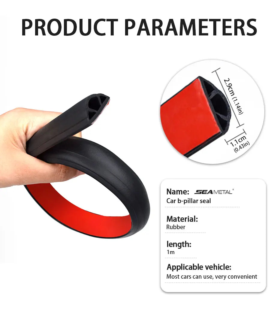 BLALION Car Door Rubber Seal Strip Filler Weatherstrip Edge Rubber Sealing For B Pillar Protection Front Car Auto Door Sealant