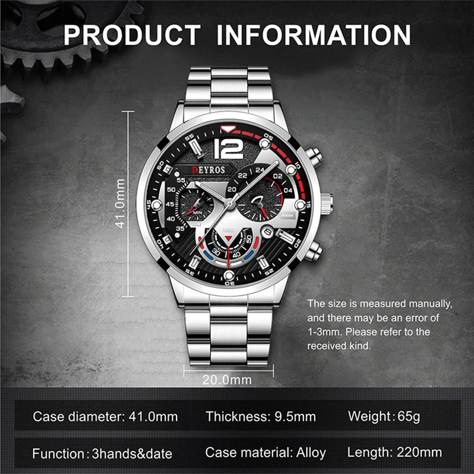 Men Luxury Watches Male Gold Bracelet Stainless Steel Quartz Calendar Watch Business Luminous Clock