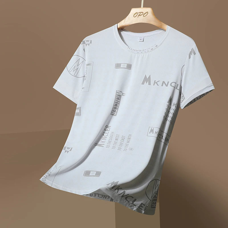 NASA GISS short sleeved t-shirt for men with round neck, fashionable and casual ice silk T-shirt for men with loose fitting, fas