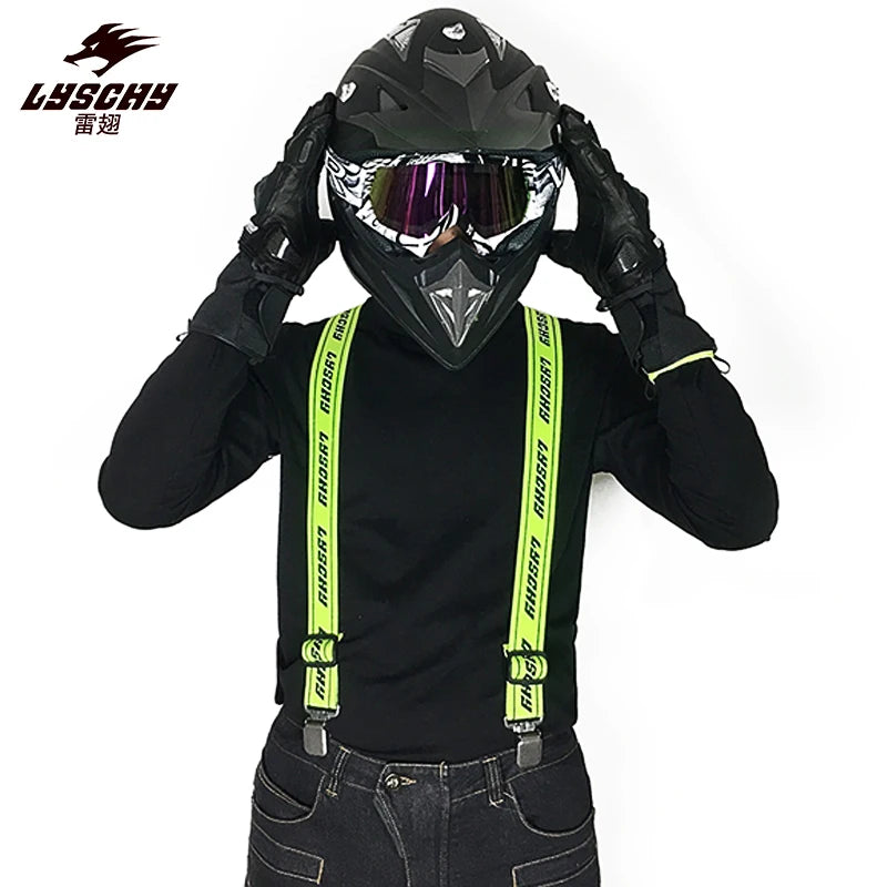 Heavy Duty Braces Straps For Motorcycle Riding Pants Elastic Adjustable Y Back Suspender Straps For Motocross Sports Racing Pant