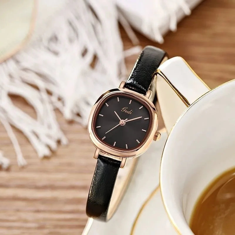 Kegllect Ladies Vintage Quartz Watch Women Classic Small Square Dial PU Strap Watches Jam Tangan Perempuan
