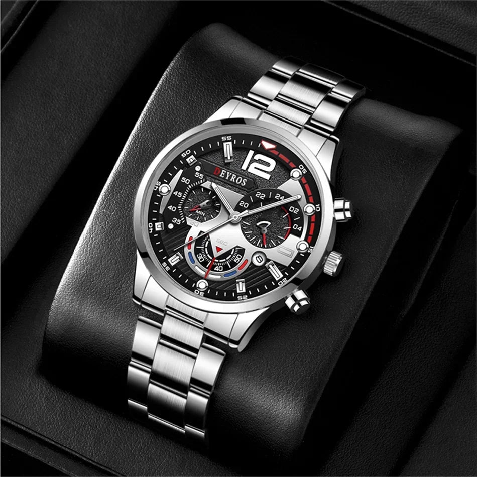 Men Luxury Watches Male Gold Bracelet Stainless Steel Quartz Calendar Watch Business Luminous Clock
