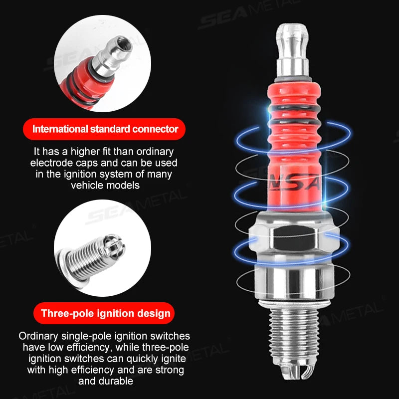 BLALION Racing Spark Plug 3 Triple Electrode A7TC D8TC For GY6 CG 50 70 110 125 150CC Motorcycle Atv Scooter Dirt Bike Go Kart