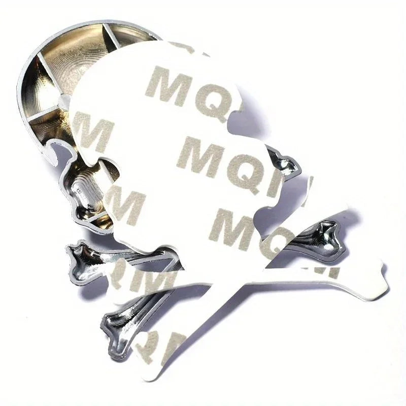 2PCS 3D Metal Skull Skeleton Crossbones Car Motorcycle Sticker Truck Label Badge Car Styling Decoration