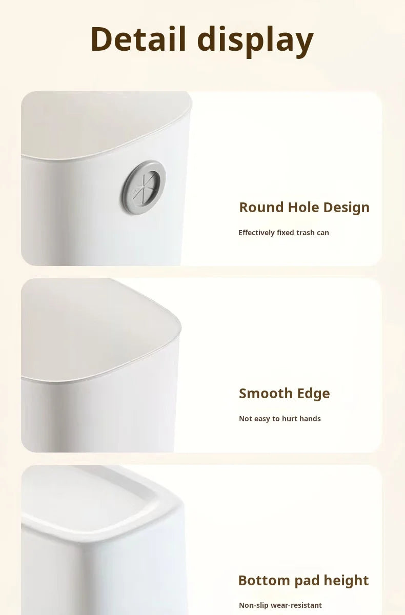 Trash can, large capacity living room, bedroom, garbage basket, kitchen, trash can, pressure-free ring, large paper basket