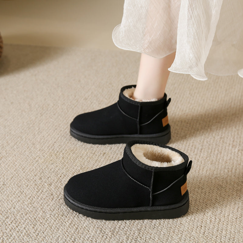 Snow Boots Women's Short Tube Thickened Cotton Shoes Non-slip Winter New Shoes Student Women's Shoes 2023 Black Boots