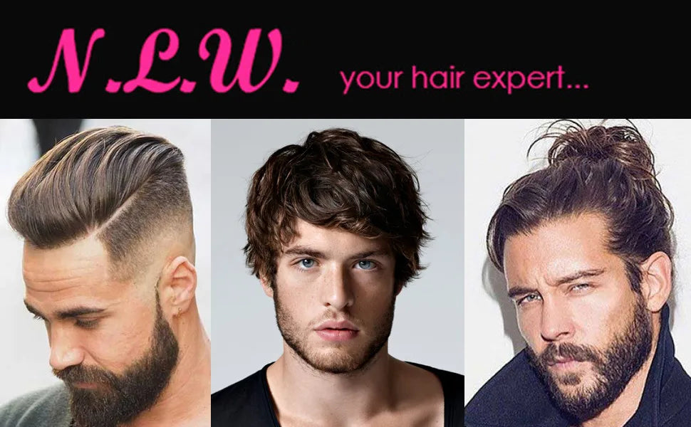 NLW Toupee for Men Human Hair Replacement System Hair Units Thin Mono Combine with PU Hair Prosthesis Hair Pieces