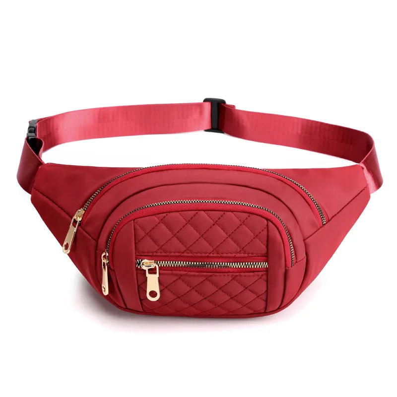 Simple Nylon Waist Bag, Multi Zipper Chest Bag, Casual Crossbody Fanny Pack For Outdoor Sport Running Hiking Cycling