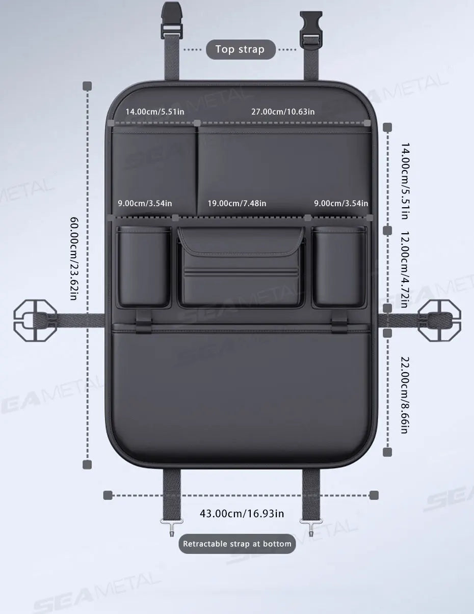 BLALION All in one Car Seat Back Storage Bag Upgraded 5-Pocket Auto Organizer Hanging Bag with Tissue Cup Holder Anti Kick Pad