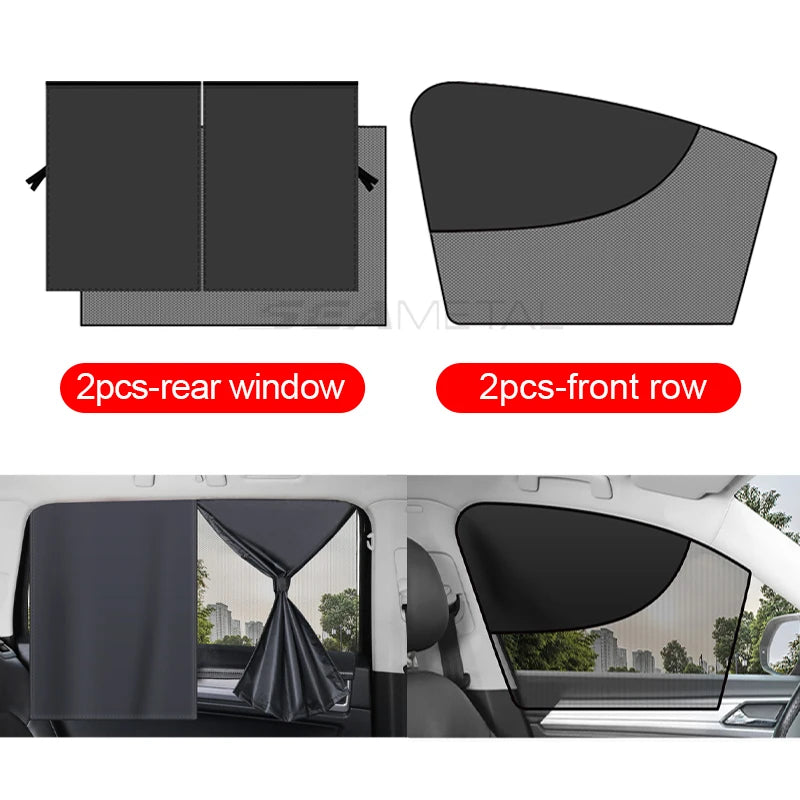 BLALION Double Layer Car Sun Shade Side Window Curtain Uv Protection Mesh Curtains Mesh Sun Shade Cover Magnetic Mosquito Net