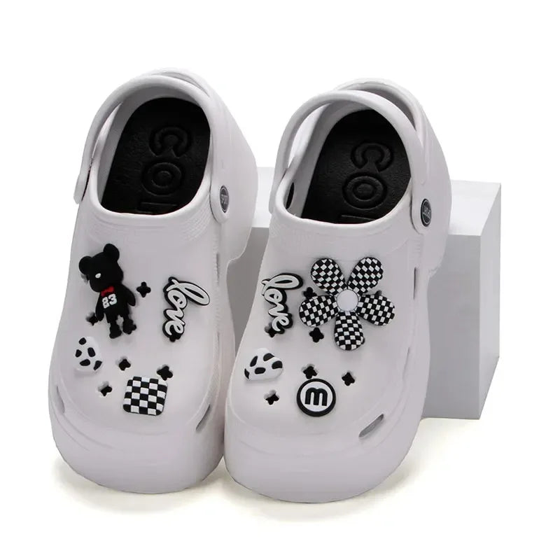 Women Chunky Platform Sandals 2024 Summer Soft Thick Sole Diy Clogs Garden Shoes Woman Closed Toe Non-Slip Beach Slides Sandals