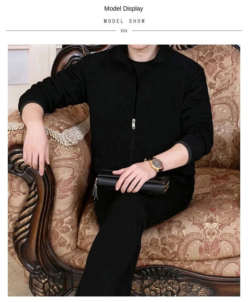 Men's autumn and winter two-piece trendy cardigan sweater casual sports set men's full set youth top and pants