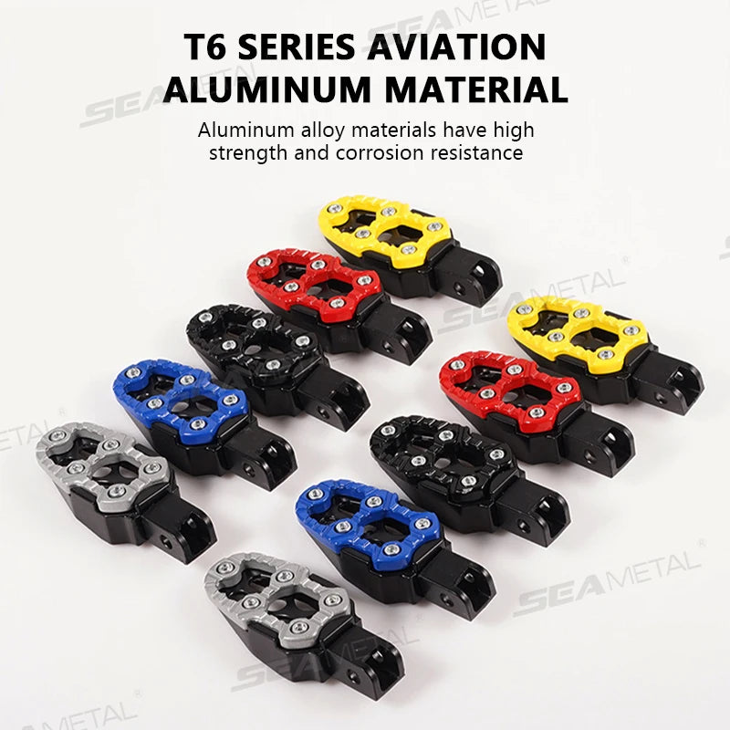 BLALION 1 Pair Universal Aluminum Alloy Footrest Pedals Angle Adjustable for Motorcycle Scooter ATV E-Bike Foot Rests Foot Pegs