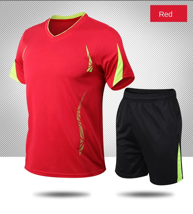 Sports suit men's summer fitness short sleeve T-shirt men's fast drying clothes running loose casual Sportswear large