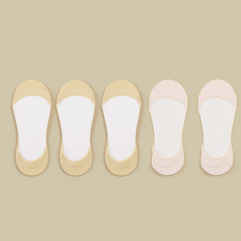 Socks women's Cotton Invisible Summer Thin Breathable Soft Silicone Non-Slip Fashion For High Heels Boat Socks Sole Socks 5 Pair