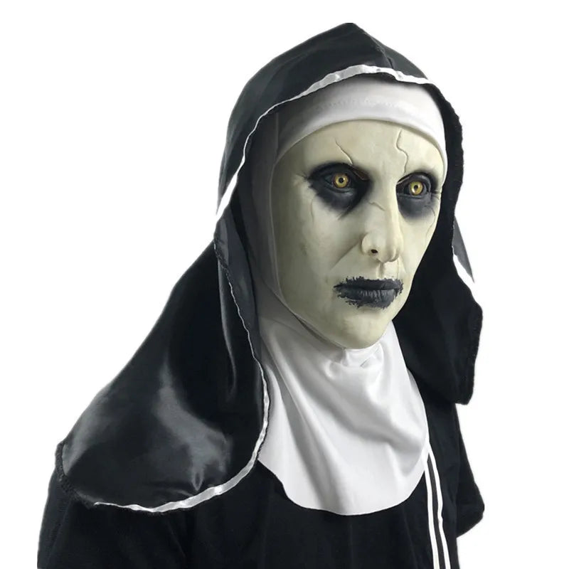 The Horror Scary Nun Latex Mask w/Headscarf Valak Cosplay for Halloween Costume
