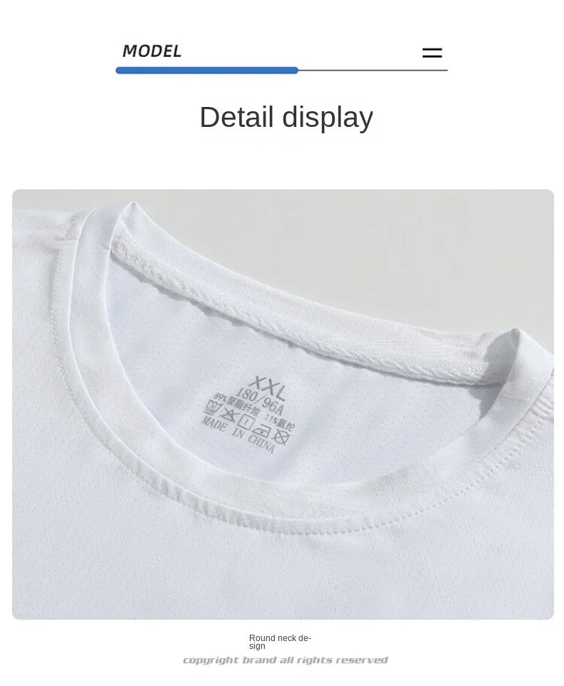 NASA GISS Bull Running Capacity Round Neck Mesh Ice Silk Short Sleeve T-shirt for Men's Summer Thin Loose Sports Quick Drying Br