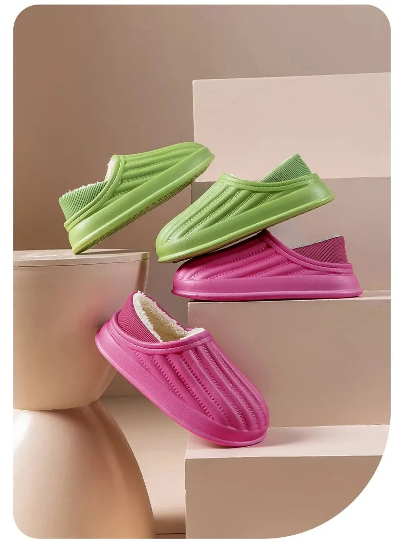 Winter Warm Cotton Slippers for WOMEN'S Home Wear, Thickened Waterproof, Snow Proof, Warm and Minimalist Couple Cotton Shoes