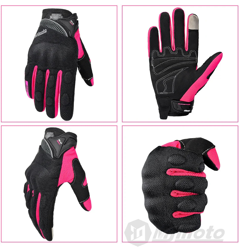 MJMOTO Women Pink Motorcycle Gloves Summer Lady Breathable Motocross Motorbike Gloves Moto Bicycle Cycling Gloves For Female