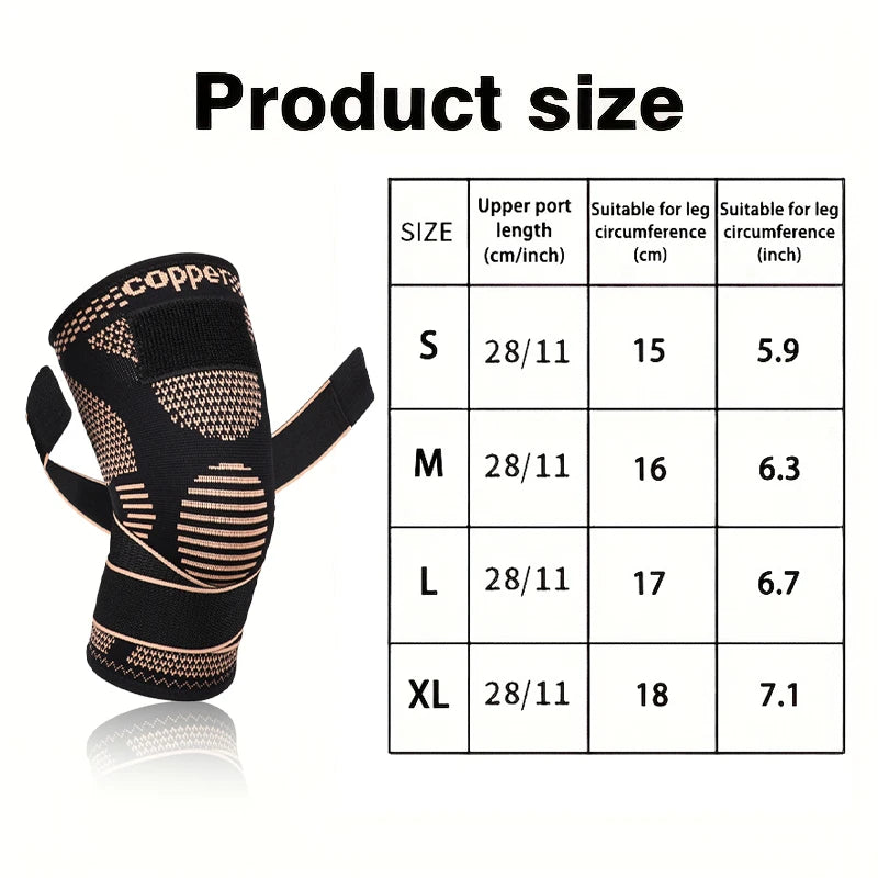 1Pc Sports Copper Ion Strap Knee Pads Non-slip Knitted Nylon Knee Pads Fitness Jump Rope Basketball Running Gear Men Women