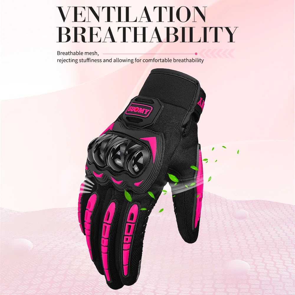 Suomy Lady Pink Motorcycle Gloves Summer Women Breathable Motocross Racing Gloves Motorbike Bicycle Cycling Moto Gloves Female