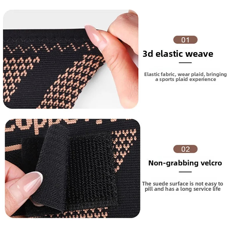 1Pc Sports Copper Ion Strap Knee Pads Non-slip Knitted Nylon Knee Pads Fitness Jump Rope Basketball Running Gear Men Women