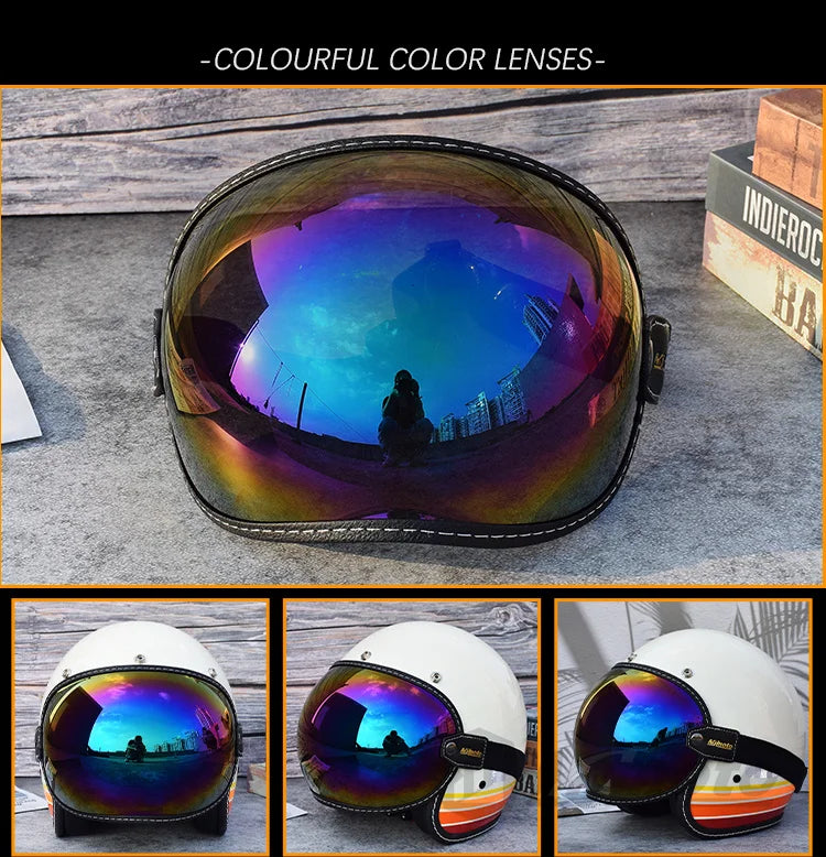 Universal Sun Visors For Motorcycle Helmet Open Face 3/4 Helmet Bubble Visor Anti-UV Motorbike Glasses Windproof Motocross Lens