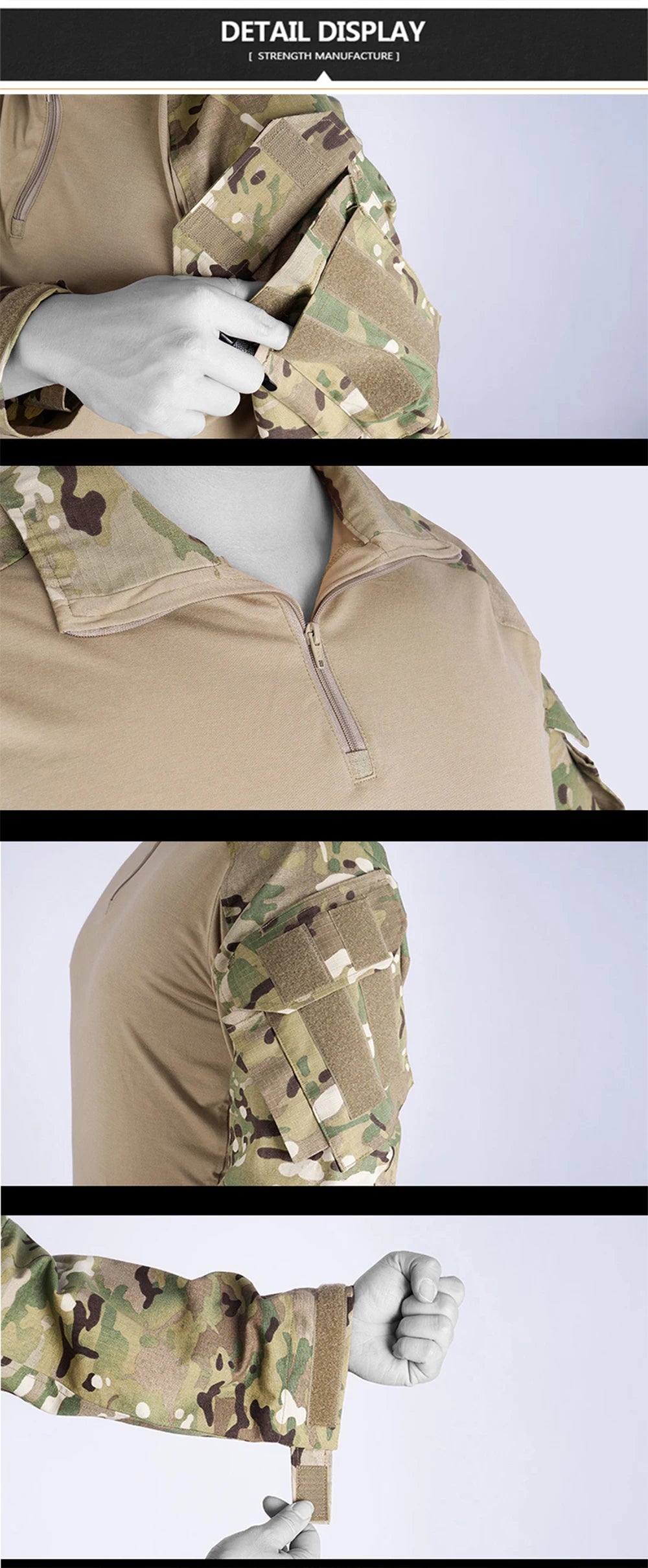 Men Camouflage Uniform Combat Shirt Outdoor Tactical Long Sleeve Shirt Paintball Camping Hunting Clothing