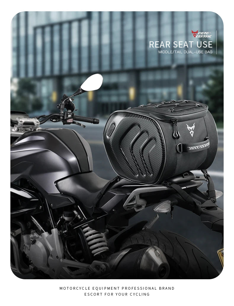 MOTOCENTRIC 20L Waterproof Motorcycle Back Seat Bags Reflective Design Motorbike Touring Tail Bag Moto Rear Seat Bags Saddlebags