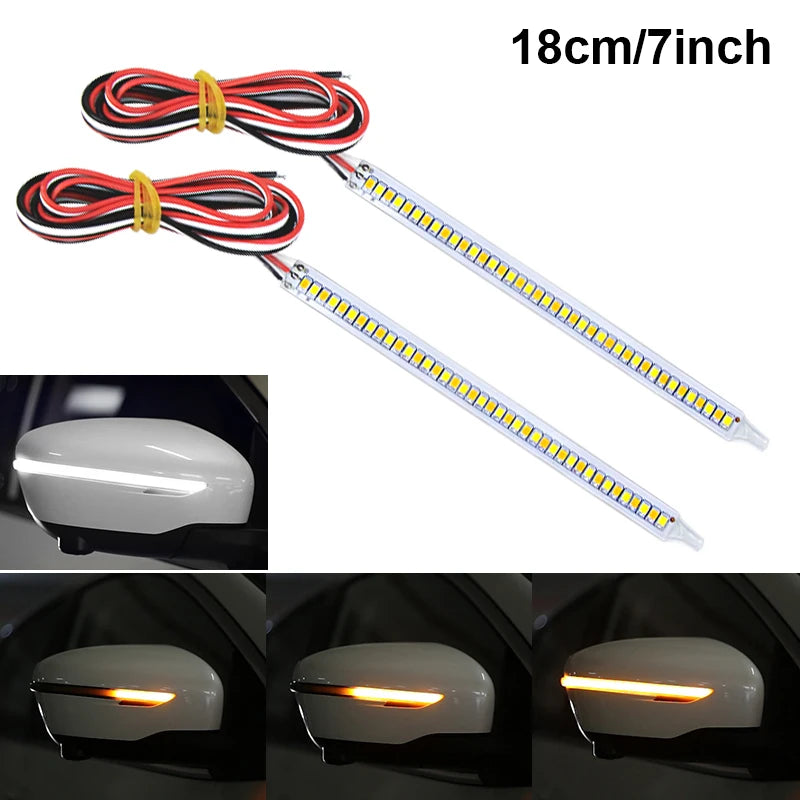 BLALION Car Rearview Mirror Turn Signal Light Running Light Steering Flow Light Start Scanning DRL Light Conversion Light Strip