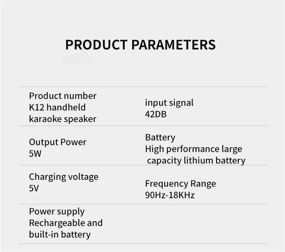 Bluetooth Speaker K12 Portable Karaoke Machine 5.3 PA System With 2 Wireless Microphones Home Family Singing Children's Gifts