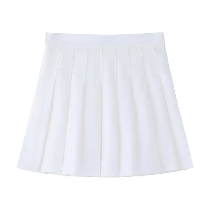 Pleated skirtwomen's half length skirt new high waist slimming belt with lining student outfit short skirt college style