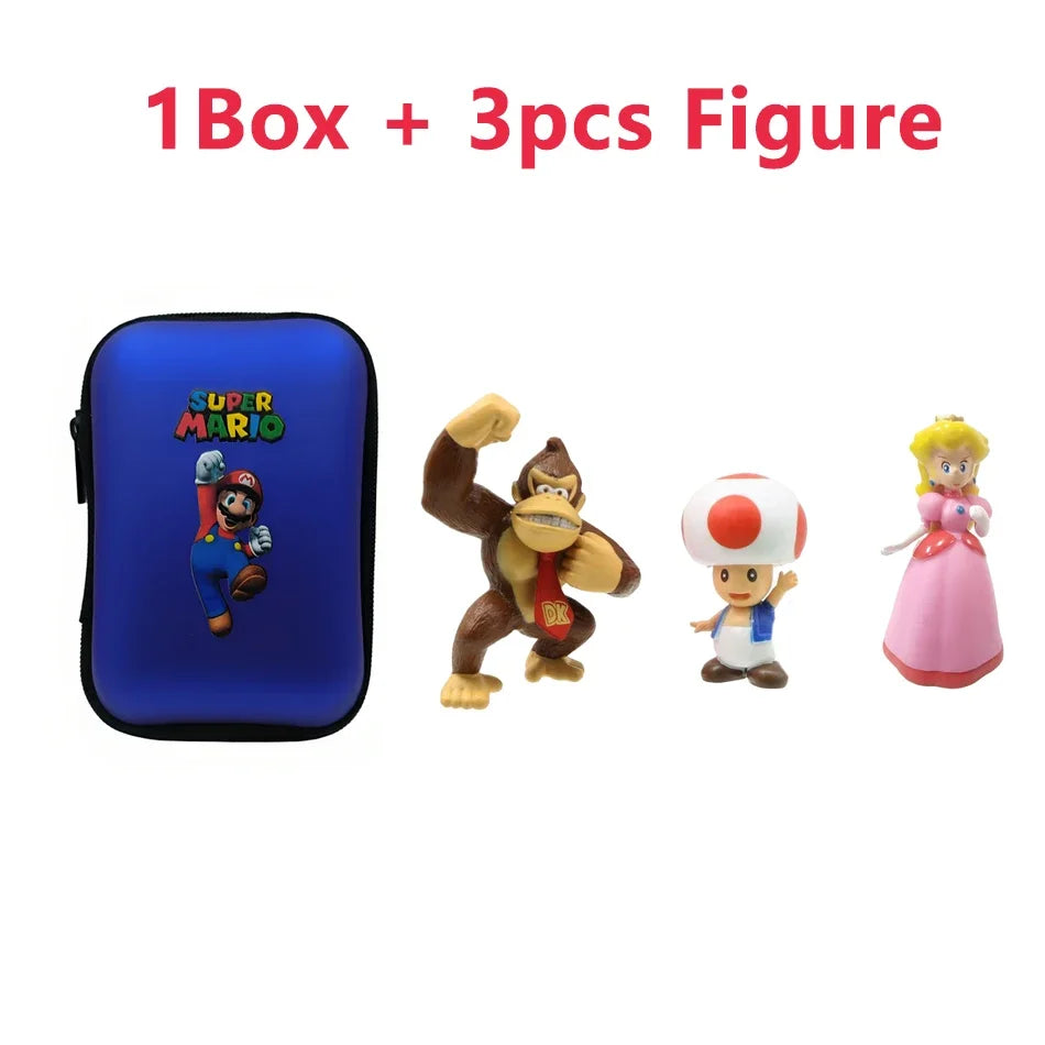 Set 3pcs/Bag Super Mario Bros 4-7cm PVC Action Figure Toys Model Set Luigi Yoshi Donkey Kong Mushroom for kids birthday gift