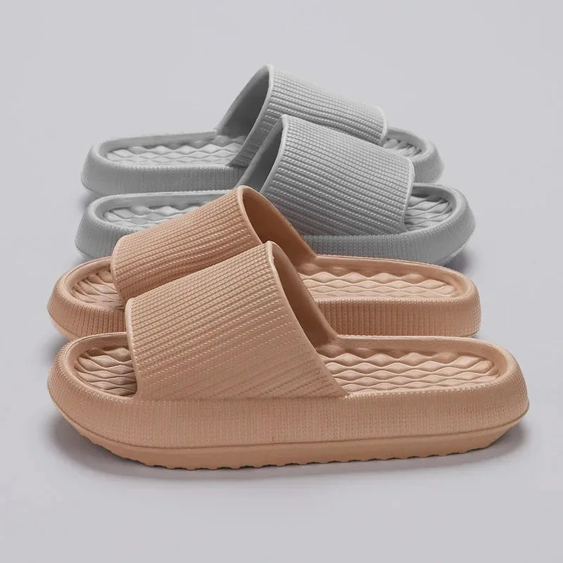4cm Thick Platform Pillow Slippers Women 2024 Summer Eva Soft Sole Indoor Slides Woman Flat Non Slip Bathrooom Home Slippers