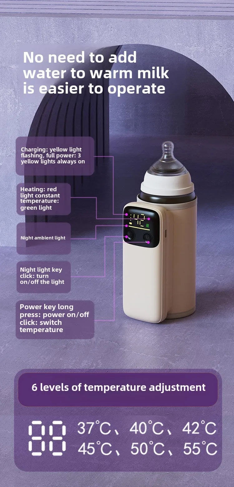 Wireless heating bottle thermos sleeve for winter hot milk and night milk artifact portable USB bottle warmer