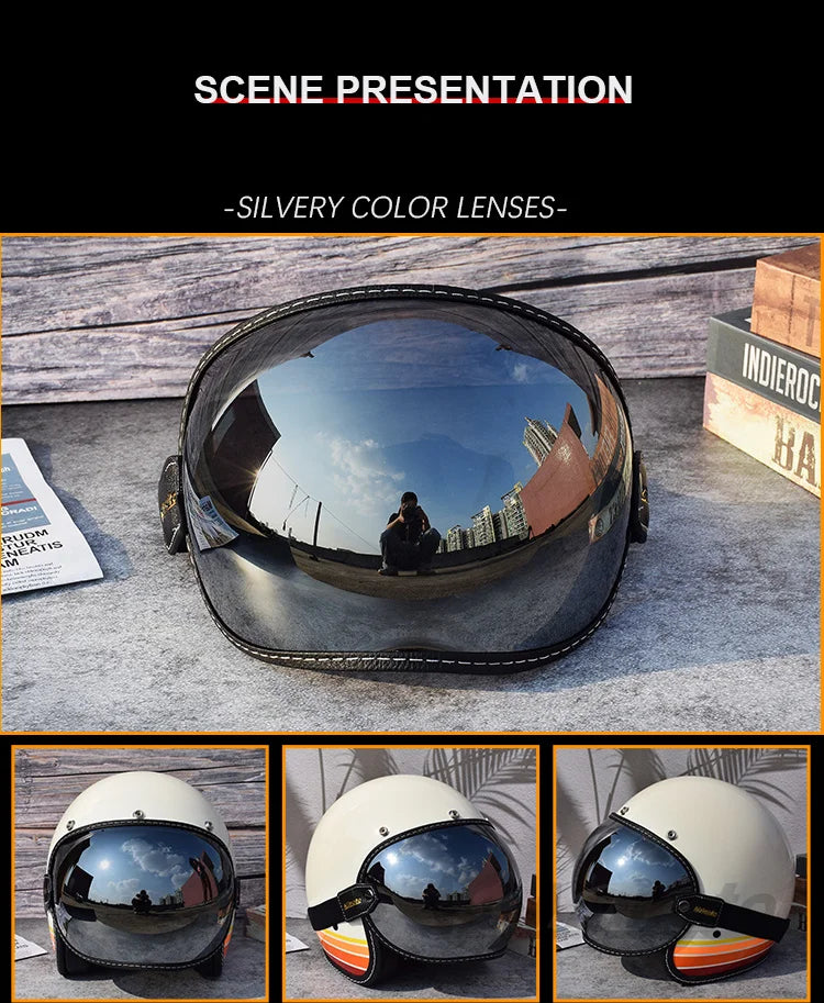 Universal Sun Visors For Motorcycle Helmet Open Face 3/4 Helmet Bubble Visor Anti-UV Motorbike Glasses Windproof Motocross Lens