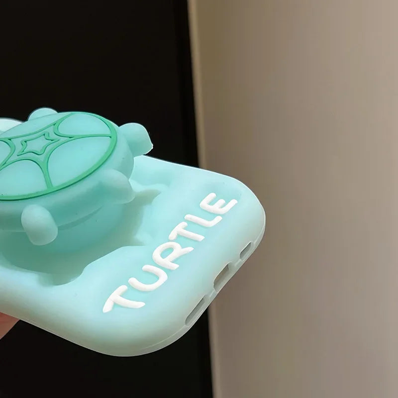 Creative and Cute Turtle Silicone Phone Case Suitable for iPhone 11 12 13 14 15 Pro Max Plus Female Style 3D Cartoon Phone Case