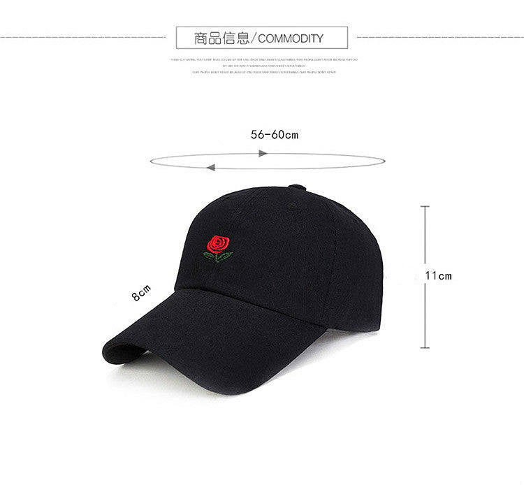 Unisex rose embroidery baseball cap for Men Women flower cap rapper Street hip pop hats cap outdoor sports men female hat