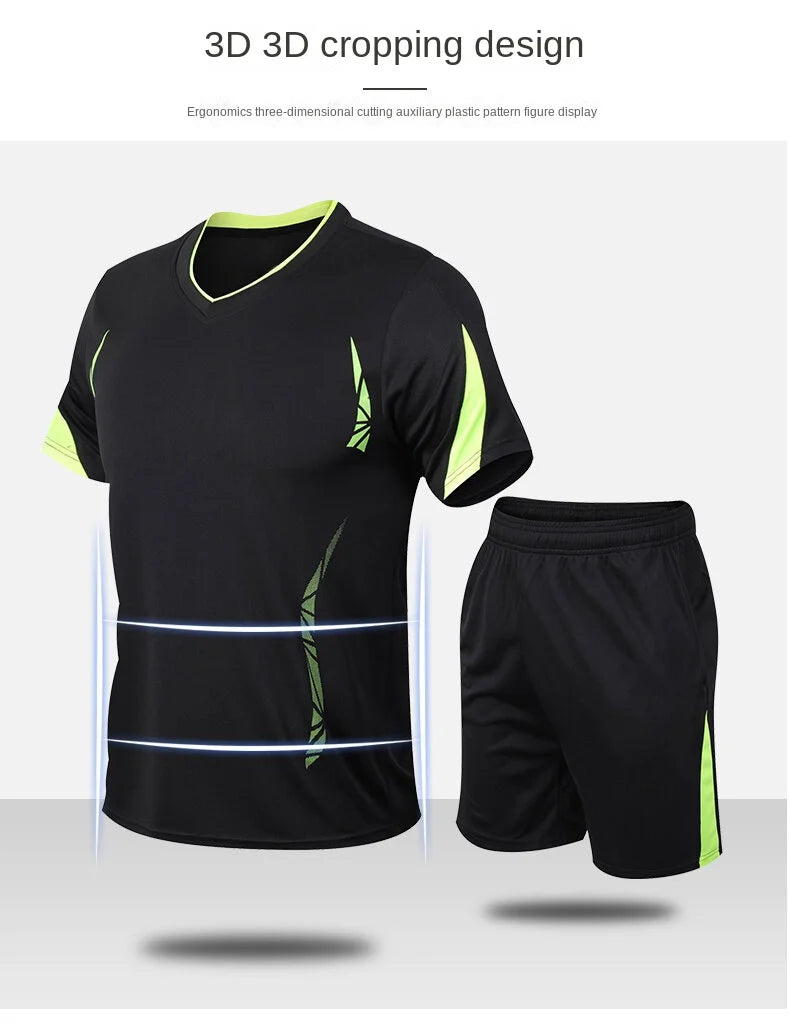 Sports suit men's summer fitness short sleeve T-shirt men's fast drying clothes running loose casual Sportswear large