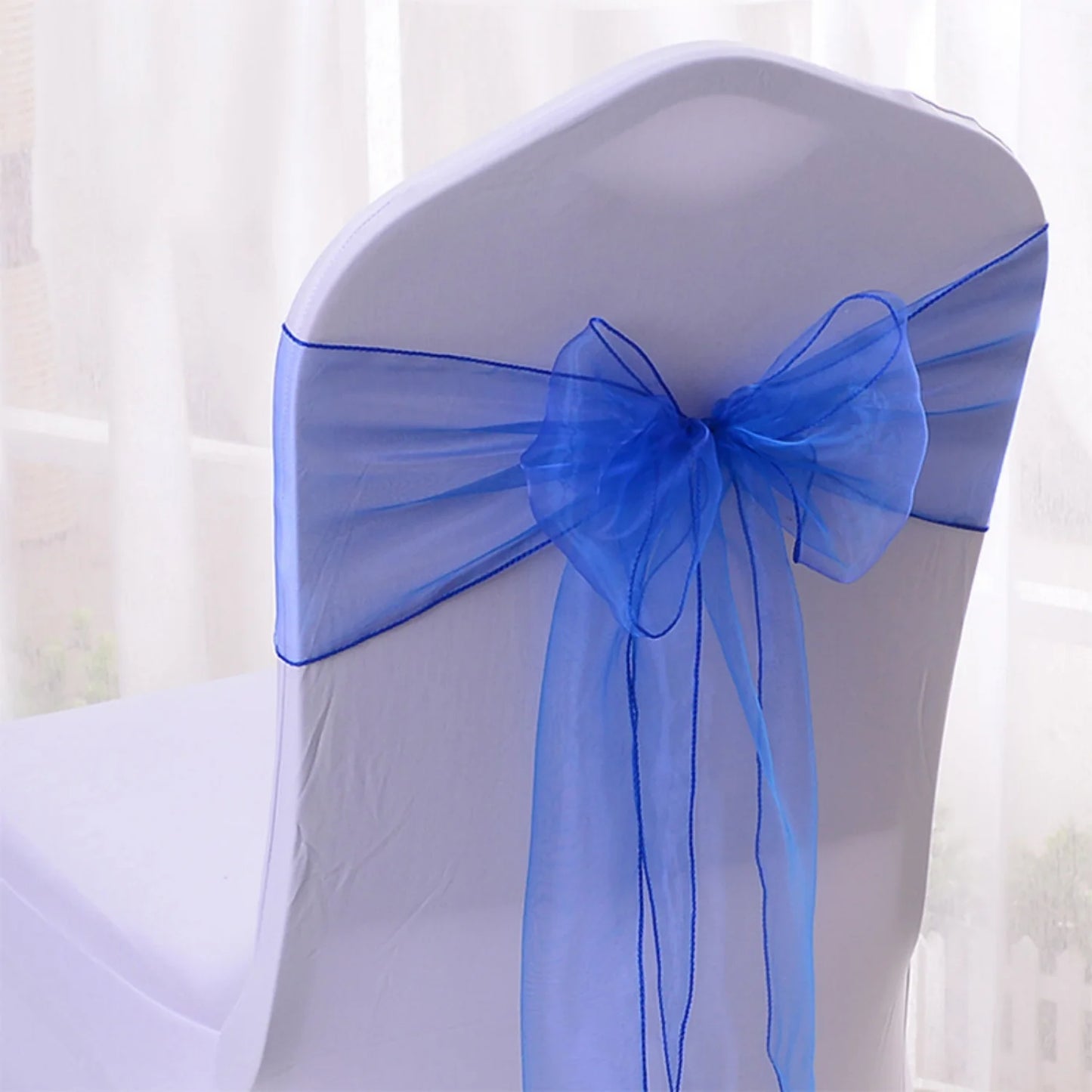 Satin chair belt wedding banquet party event decoration chair bow yarn tie chair back flower