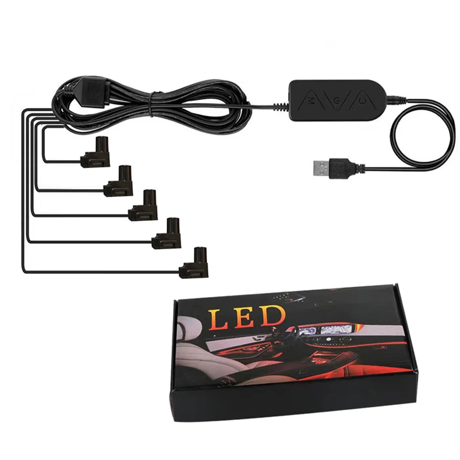 BLALION 2M/3M/4M/6M Car Interior Lighting LED Strip Decoration EL Wiring Neon Auto Flexible Ambient Light Party Atmosphere Diode