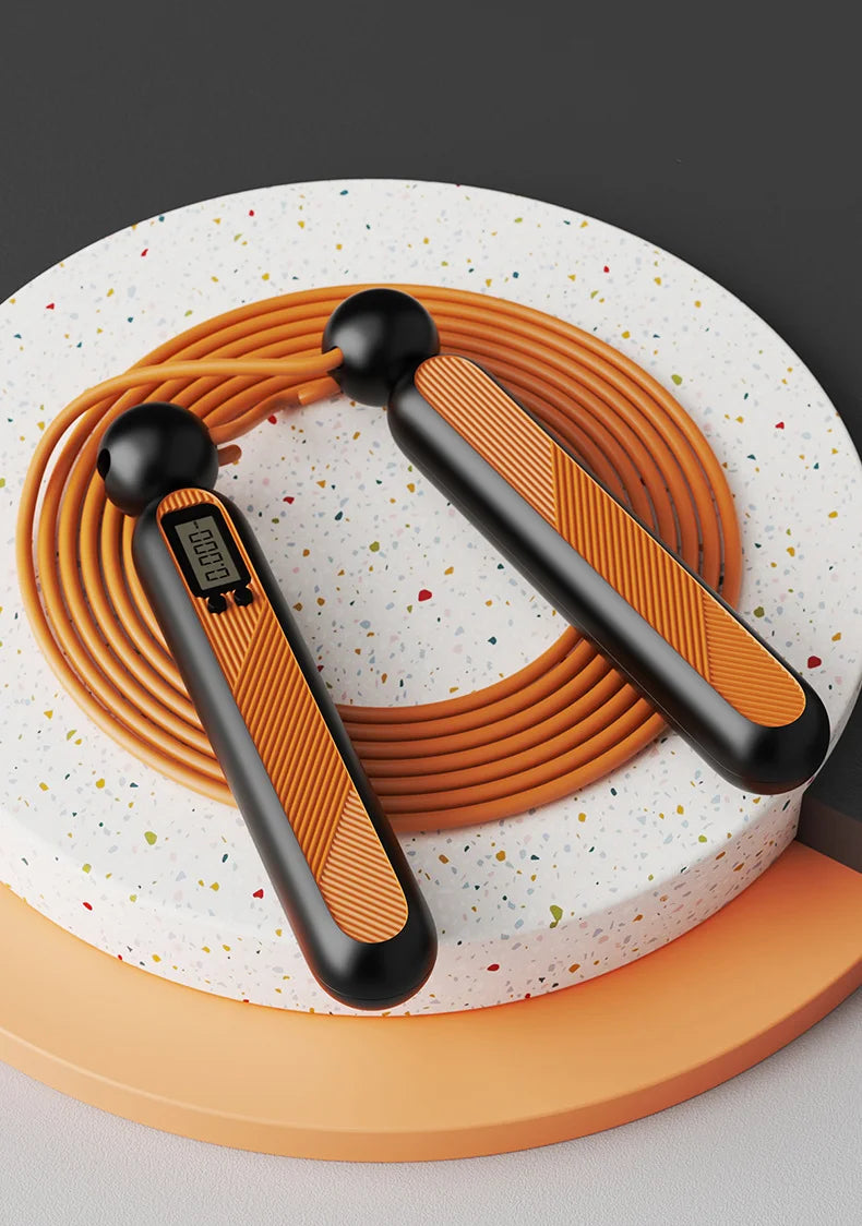 Electronic Counting Jumping Rope 360 Rotation Fat Burning Fitness PVC Solid Material Skipping Rope Indoor Sports Jumping Rope